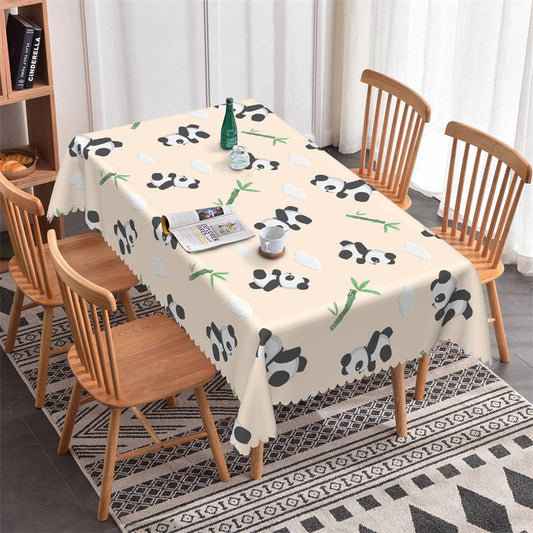 Lofaris Cute Panda Bamboo Cloud Beige Tablecloth For Home Decor