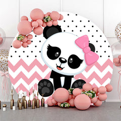 Lofaris Cute Panda Round Pink Happy Birthday Party Backdrop Kit