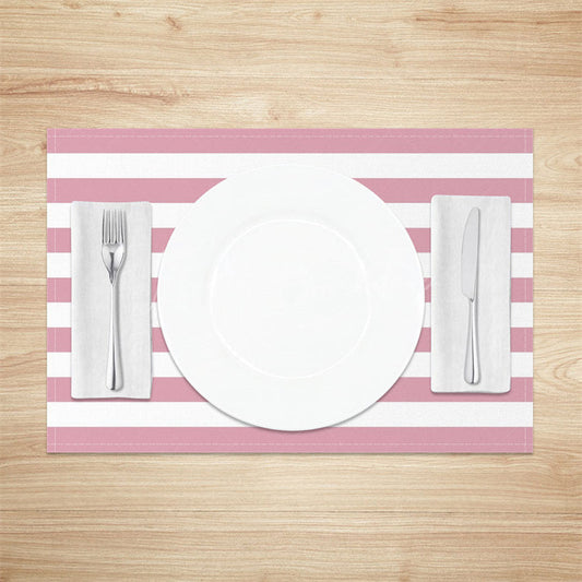 Lofaris Cute Pink White Stripes Dining Set Of 4 Placemats