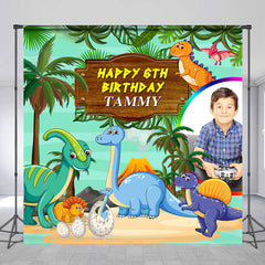 Lofaris Cute Prehistoric Dianosuars Custom Birthday Backdrop