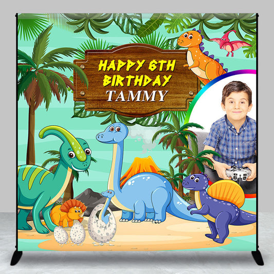 Lofaris Cute Prehistoric Dianosuars Custom Birthday Backdrop