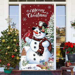 Lofaris Cute Snowman Snowy Xmas Tree Christmas Door Cover