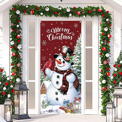 Lofaris Cute Snowman Snowy Xmas Tree Christmas Door Cover