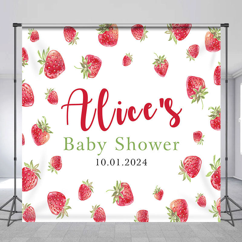 Lofaris Cute Stawberry Custom Baby Shower Party Backdrop