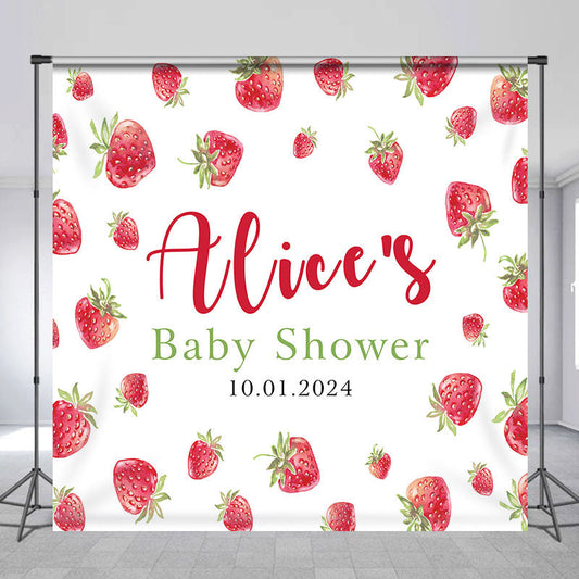 Lofaris Cute Stawberry Custom Baby Shower Party Backdrop