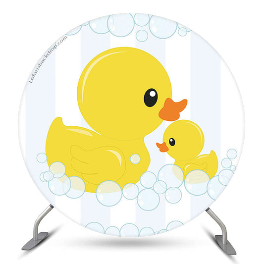 Lofaris Cute Yellow Duck Bubble Round Baby Shower Backdrop