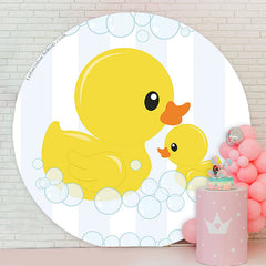 Lofaris Cute Yellow Duck Bubble Round Baby Shower Backdrop