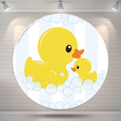Lofaris Cute Yellow Duck Bubble Round Baby Shower Backdrop