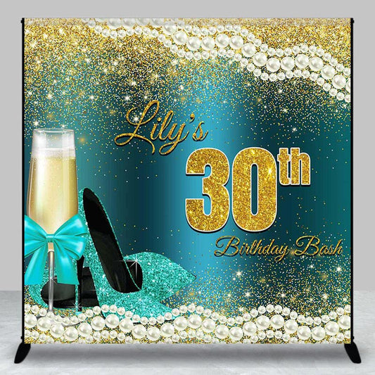 Lofaris Cyan High Heel Pearl Custom 30th Birthday Backdrop