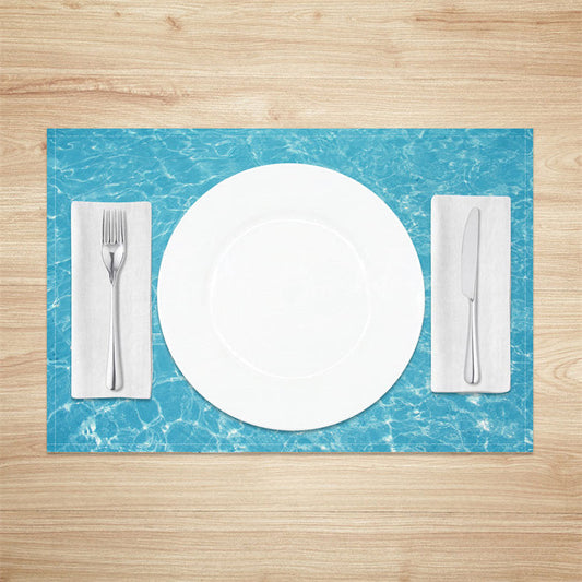 Lofaris Cyan Sea Water Wave Summer Dining Set Of 4 Placemats