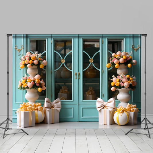 Lofaris Cyan Window And Parterre Eggs Gifts Easter Backdrop