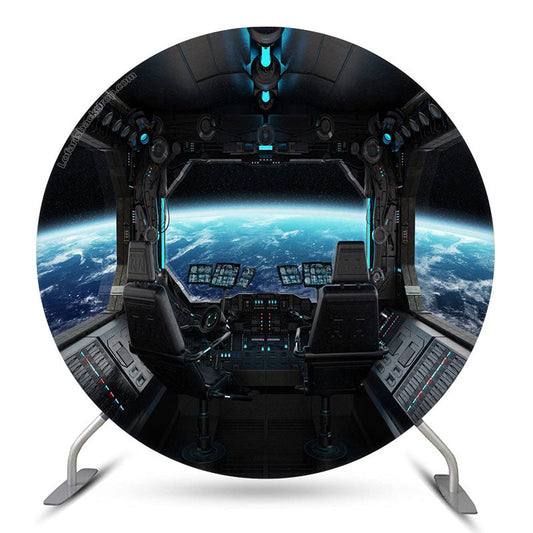 Lofaris Cyber Spacecraft The Earth Circle Birthday Backdrop