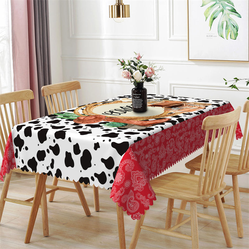 Dairy Cattle Patterns Cowboy Rectangle Tablecloth - Lofaris