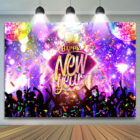 Lofaris Dance Party Coloured Ribbon Happy New Year Backdrop