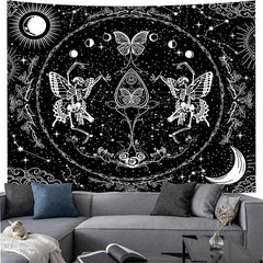 Lofaris Dancing Butterfly Skeleton Moon Star Galaxy Tapestry