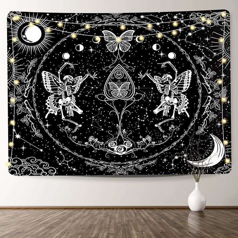 Lofaris Dancing Butterfly Skeleton Moon Star Galaxy Tapestry