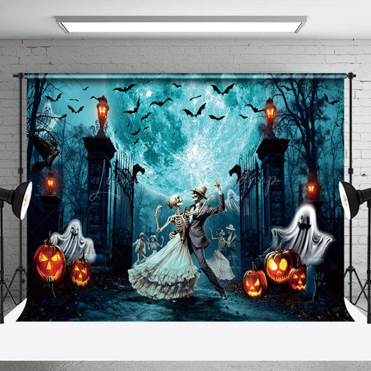 Lofaris Dancing Skeleton Party Manor Happy Halloween Backdrop