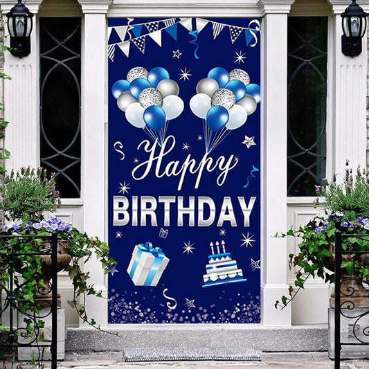 Lofaris Dark Blue Balloons Gift Cake Birthday Door Cover