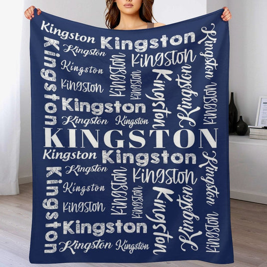 Lofaris Dark Blue Customized Name Text Typeface Warm Blanket