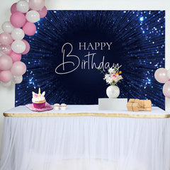 Lofaris Dark Blue String Dots Bokeh Black Birthday Backdrop