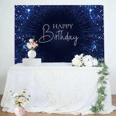 Lofaris Dark Blue String Dots Bokeh Black Birthday Backdrop