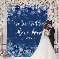 Lofaris Dark Bule Snowy Winter Wedding Backdrop