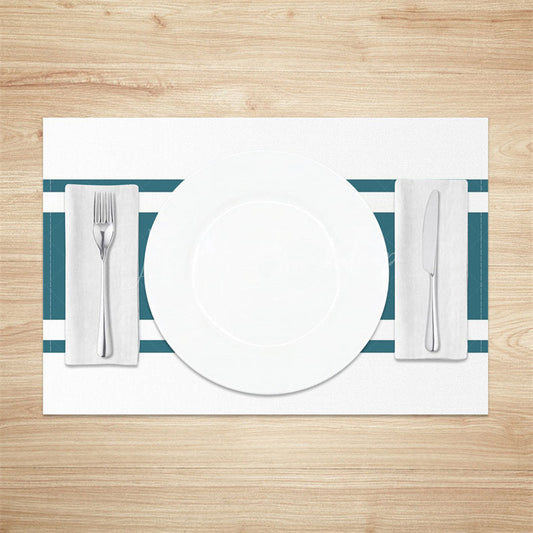 Lofaris Dark Cyan Line Deco White Dinner Set Of 4 Placemats