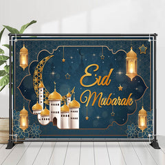 Lofaris Dark Green Palace Moon Lantern Eid Mubarak Backdrop