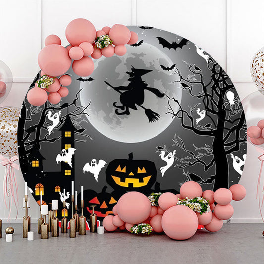 Lofaris Dark Moon Night Pumpkin Round Halloween Backdrop