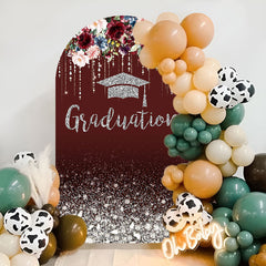 Lofaris Dark Red Floral Diamonds Graduation Arch Backdrop