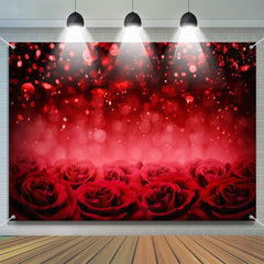 Lofaris Dark Red Roses Sequins Bokeh Valentines Day Backdrop