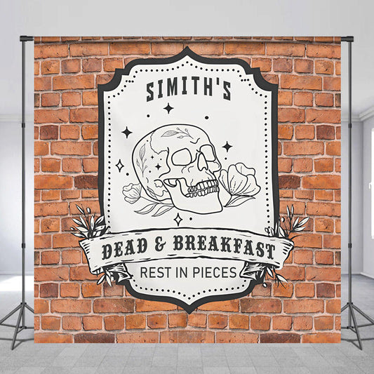 Lofaris Dead And Breakfast Brick Wall Custom Halloween Backdrop
