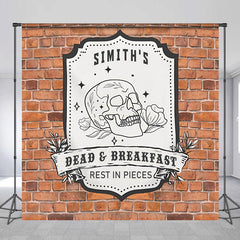 Lofaris Dead And Breakfast Brick Wall Custom Halloween Backdrop
