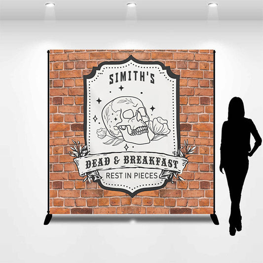 Lofaris Dead And Breakfast Brick Wall Custom Halloween Backdrop