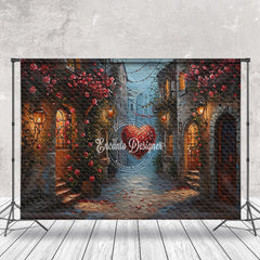 Lofaris Deep Alley Red Rose Photo Backdrop For Valentines Day