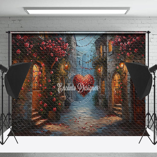 Lofaris Deep Alley Red Rose Photo Backdrop For Valentines Day
