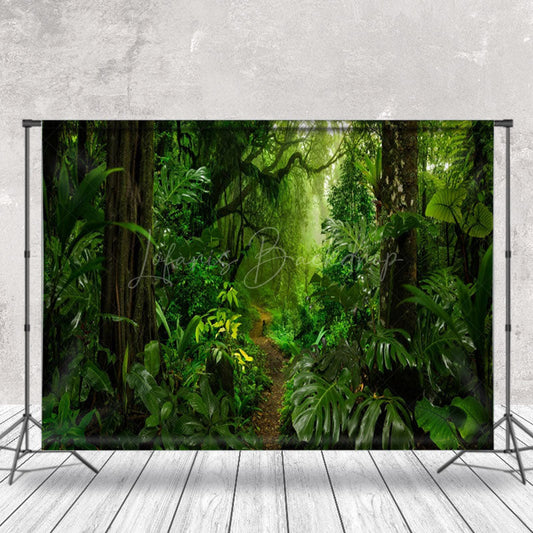 Lofaris Deep Forest Path Green Leaves Photo Spring Backdrop