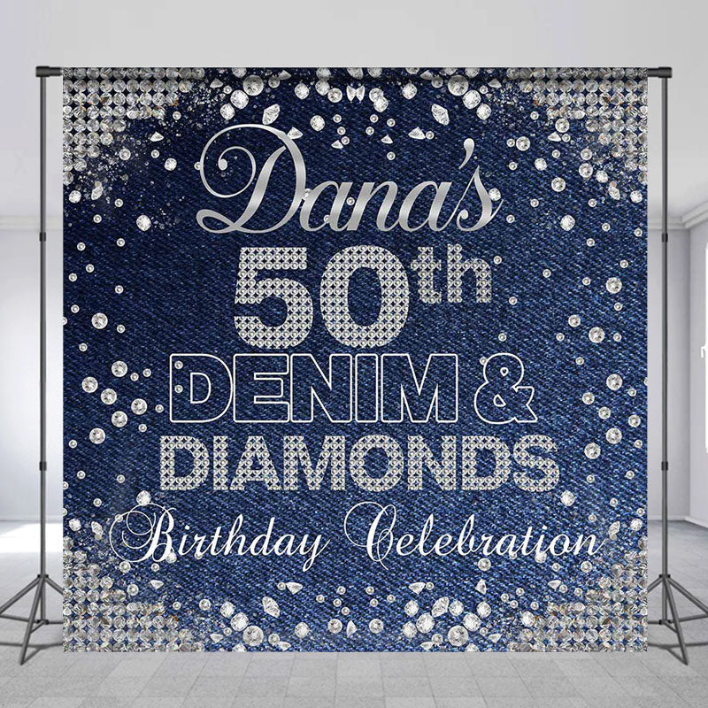 Lofaris Denim And Diamond Custom 50th Birthday Backdrop
