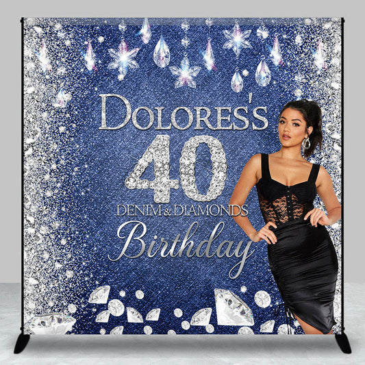 Lofaris Denim Sparkle Diamonds Custom 40th Birthday Backdrop