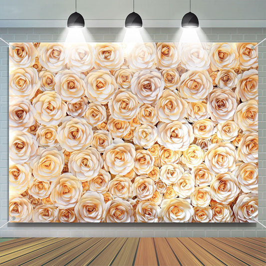 Lofaris Dense Blooming Champagne Color Rose Floral Backdrop