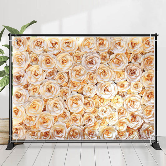 Lofaris Dense Blooming Champagne Color Rose Floral Backdrop
