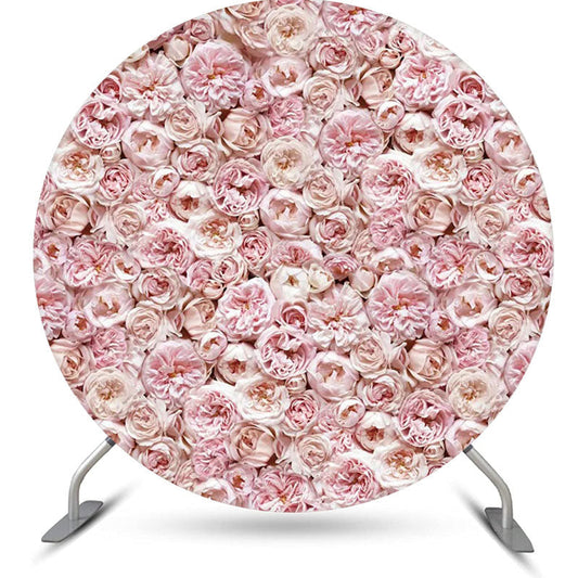 Lofaris Dense Pink Floral Elegant Round Wedding Backdrop