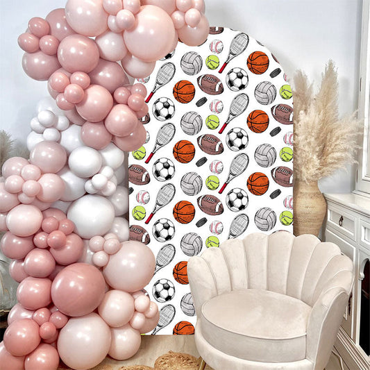 Lofaris Dense Sports Balls Birthday Arch Backdrop For Boys