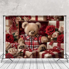 Lofaris Detailed Teddy Bear Roses Gifts Photoshoot Backdrop