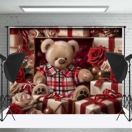 Lofaris Detailed Teddy Bear Roses Gifts Photoshoot Backdrop