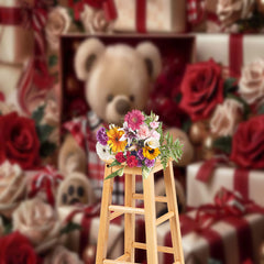 Lofaris Detailed Teddy Bear Roses Gifts Photoshoot Backdrop