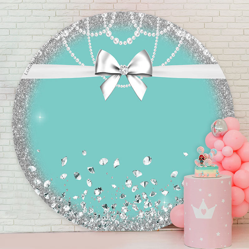 Diamond Bowknot Pearl Green Blue Birthday Backdrop – Lofaris