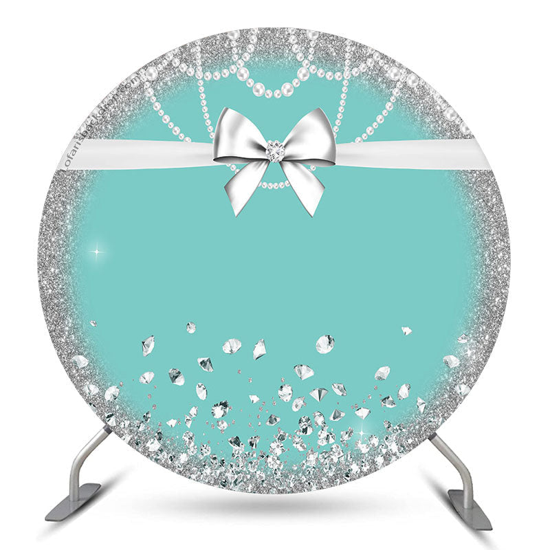 Lofaris Diamond Bowknot Pearl Green Blue Birthday Backdrop