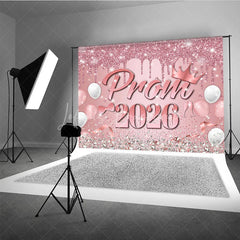 Lofaris Diamond Pink Balloons Crown Prom 2026 Grad Backdrop