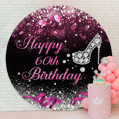 Lofaris Diamond Pink Hearts Bokeh Circle 60th Birthday Backdrop